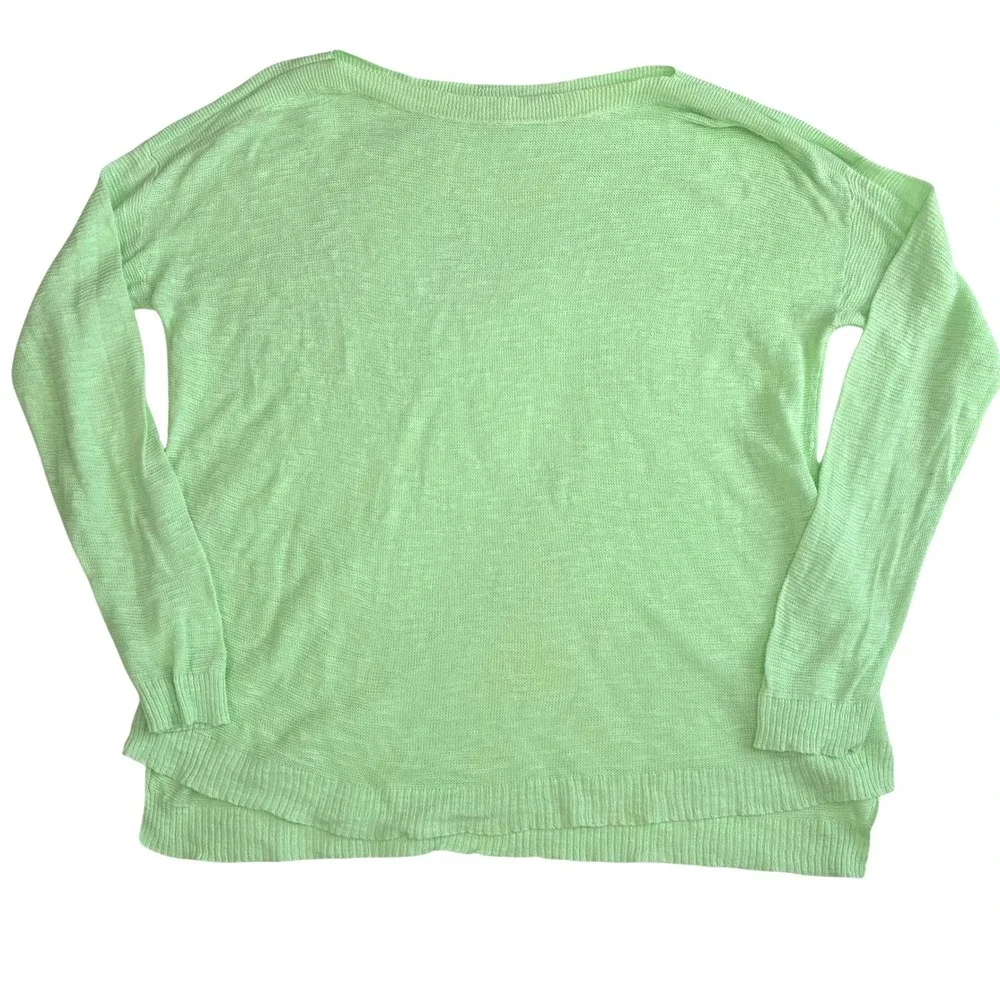 Eileen Fisher Sweater M Spring Green Organic Linen Cotton Pullover Tunic Knit - Picture 8 of 11